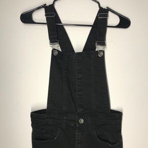 Black denim overalls